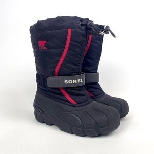 Sorel Flurry Boot Childrens Kids Youth Size 2 Black Red Unisex Insulated Winter